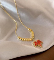 Red Maple Leaf Gold Plated Necklace