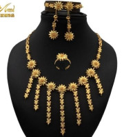 Dubai 24K Gold Plated 4Pcs Necklace Set-306